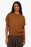 Max Mara Studio Brown Wool Short Sleeve Crew Neck Sweater Estimated Size S