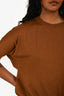Max Mara Studio Brown Wool Short Sleeve Crew Neck Sweater Estimated Size S