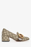 Gucci Brown 'GG' Monogram Pumps with Leather Buckle Size 38
