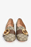 Gucci Brown 'GG' Monogram Pumps with Leather Buckle Size 38