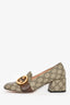 Gucci Brown 'GG' Monogram Pumps with Leather Buckle Size 38