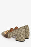 Gucci Brown 'GG' Monogram Pumps with Leather Buckle Size 38