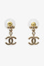 Pre-Loved Chanel™ 2023 Silver Tone CC Logo Crystal Flower Drop Earrings