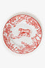 Christian Dior Burgundy Toile de Jouy Tiger Dessert Plate