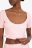 Miu Miu Pink Check Ruffled Cropped Top Size 40
