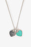 Tiffany & Co. Sterling Silver Blue Double Heart Tag Pendant Necklace