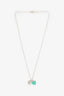 Tiffany & Co. Sterling Silver Blue Double Heart Tag Pendant Necklace