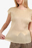 Pleats Please Issey Miyake Beige Pleated Sleeveless Top Size 3