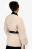 Maje Faux White Shearling Belted Jacket Size 36