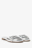 Fendi Silver Metallic Leather Baguette Slide Sandal Size 37