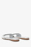Fendi Silver Metallic Leather Baguette Slide Sandal Size 37