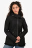 Moncler Black Nylon Cinched Waist Lace Hem Detail Jacket Size 0