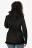 Moncler Black Nylon Cinched Waist Lace Hem Detail Jacket Size 0