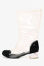 Pre-Loved Chanel™ 2018 Black/Transparent PVC Interlocking CC Boots Size 37