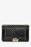 Pre-Loved Chanel™ 2017 Black Leather Chevron Medium Boy Bag