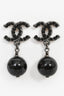 Pre-Loved Chanel 2011 Gunmetal Toned Black CC Drop Earrings