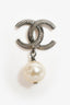 Pre-Loved Chanel™ 2011 Silver Toned CC Faux Pearl Drop Earrings