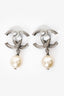 Pre-Loved Chanel™ 2011 Silver Toned CC Faux Pearl Drop Earrings