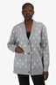 Burberry Cardigan Grey Wool/Cashmere 'TB' Monogram Cardigan Size L