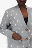 Burberry Cardigan Grey Wool/Cashmere 'TB' Monogram Cardigan Size L