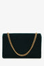 Saint Laurent Dark Green Velvet Monogram Small 'Kate' Shoulder Bag