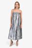 Ganni Silver Metallic Sleeveless Puff Dress Size 36