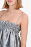 Ganni Silver Metallic Sleeveless Puff Dress Size 36