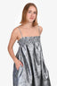 Ganni Silver Metallic Sleeveless Puff Dress Size 36