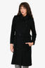 Burberry Black Cashmere Double Breasted Belted Trench Size 2