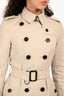 Burberry Cream Double Breasted Belted Short Trench Size 4