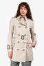 Burberry Light Beige Belted Double Breasted Trench Coat Size 2