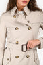 Burberry Light Beige Belted Double Breasted Trench Coat Size 2