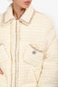 Khrisjoy Cream Tweed Embellished Button Puffer Jacket Size 0