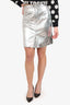 Alexa Chung Silver Metallic Faux Leather Pencil Skirt Size 10