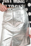 Alexa Chung Silver Metallic Faux Leather Pencil Skirt Size 10