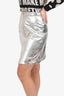 Alexa Chung Silver Metallic Faux Leather Pencil Skirt Size 10
