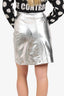 Alexa Chung Silver Metallic Faux Leather Pencil Skirt Size 10
