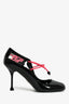 Prada Black Patent Pink Cord Mary Jane Heels Size 38