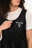 Prada 2022 Black Re-Nylon Logo Printed Cinched Waist Sleeveless Dress Size 40