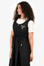 Prada 2022 Black Re-Nylon Logo Printed Cinched Waist Sleeveless Dress Size 40