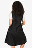Prada 2022 Black Re-Nylon Logo Printed Cinched Waist Sleeveless Dress Size 40
