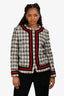 Gucci 2021 Cream/Navy/Red Trim Detail Tweed Jacket Size 44