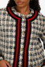 Gucci 2021 Cream/Navy/Red Trim Detail Tweed Jacket Size 44