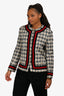 Gucci 2021 Cream/Navy/Red Trim Detail Tweed Jacket Size 44