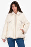 KhrisJoy White Crystal Embellished Tweed Down Jacket Size 0