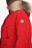 Moncler Red Macareux Giubbotto Fur Hooded Parka Down Coat Size 5