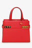 Delvaux Red Leather Tempete Crush PM Top Handle