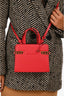 Delvaux Red Leather Tempete Crush PM Top Handle