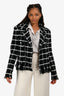 Balmain Black/White Tweed Checked Moto Biker Jacket Size 52 Mens