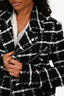 Balmain Black/White Tweed Checked Moto Biker Jacket Size 52 Mens